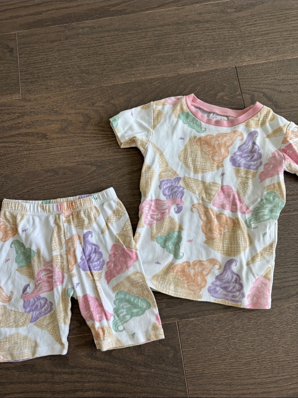 Pastel Ice Cream Print Kids Pajama Set - Pink, Purple, Green, Peach